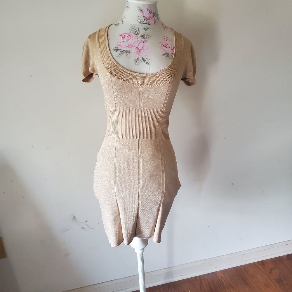 Bebe bodycon gold dress club night out